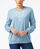 Alfred Dunner Textured Embroidered Sweatshirt, Only At Macy's