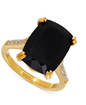 Onyx (7-1/2 Ct. T.w.) And Cubic Zirconia Statement Ring In 14k Gold-plated Sterling Silver