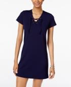 Pink Rose Juniors' Lace-up Shift Dress