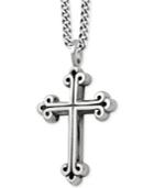 King Baby Men's Scroll Cross Pendant Necklace In Sterling Silver