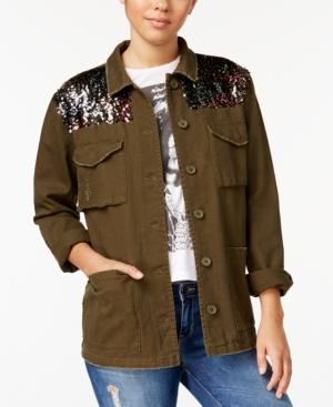 One Hart Juniors' Sequin-trim Military Jacket, Created For Macy's