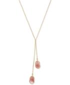 Vince Camuto Rose Gold-tone Pink Stone Lariat Necklace