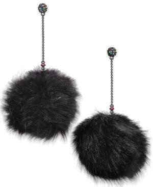Betsey Johnson Xox Dreamworks Trolls Faux-fur Pom Pom Earrings, Only At Macy's