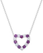 Silver-tone Two-tone Crystal Heart Necklace