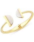 Bcbgeneration Gold-tone Shell-look Open Cuff Hinged Bracelet