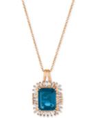 Le Vian Deep Sea Blue Topaz (3-1/3 Ct. T.w.) & Diamond (1/3 Ct. T.w.) Pendant Necklace In 14k Rose Gold