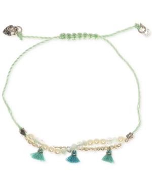 Lonna & Lilly Silver-tone Green Tassel Slider Bracelet