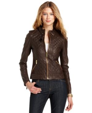 Michael Michael Kors Jacket, Quilted Leather Motorcycle