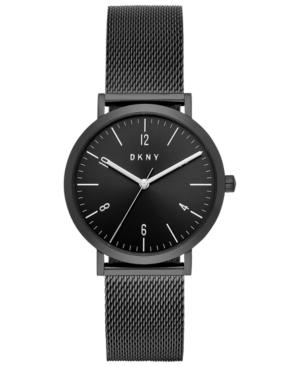 Dkny Women's Minetta Black Stainless Steel Mesh Bracelet Watch 36mm, Created For Macy's