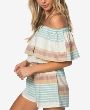 O'neill Juniors' Pearce Cotton Striped Ruffled Romper