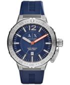 Ax Armani Exchange Men's Blue Silicone Strap Watch 48mm Ax1812