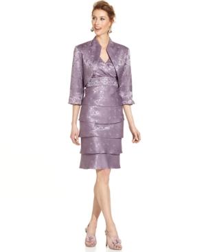 R & M Richards Tiered Embellished Dress And Jacket
