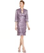 R & M Richards Tiered Embellished Dress And Jacket