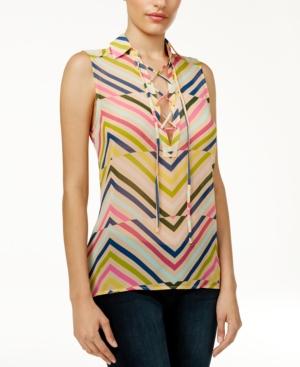Guess Striped Lace-up Top