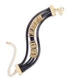 Inc International Concepts Gold-tone Black Braided Nylon Cord Bracelet, Only At Macy's