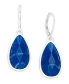 Nine West Silver-tone Blue Stone Teardrop Earrings