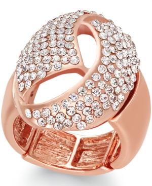 Inc International Concepts Rose Gold-tone Crystal Dome Stretch Ring, Only At Macy's