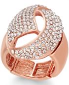 Inc International Concepts Rose Gold-tone Crystal Dome Stretch Ring, Only At Macy's