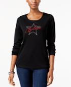Karen Scott Cotton Believe-graphic Top, Created For Macy's