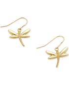 Dragonfly Drop Earrings In 10k Gold