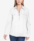 Tommy Hilfiger Zip-front Utility Shirt, Created For Macy's