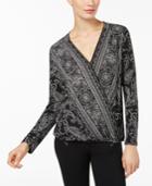 I.n.c. Printed Surplice Top, Created For Macy's