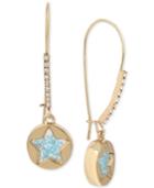 Betsey Johnson Gold-tone Blue Shaky Crystal Star Disc Drop Earrings