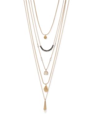 Vince Camuto Rose Gold-tone Multi-layer Pendant Necklace