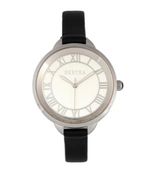 Bertha Quartz Madison Collection Black And Silver Leather Watch 36mm