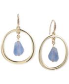 Carolee Gold-tone Blue Lace Agate Gypsy Hoop Earrings