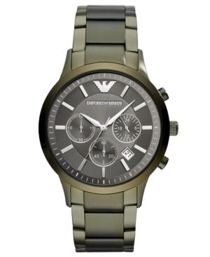 Emporio Armani Men's Chronograph Green Stainless Steel Bracelet Watch 43mm
