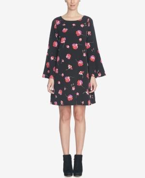 Cece Floral-print Bell-sleeve Shift Dress