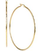 Hint Of Gold Twisted Thin Hoop Earrings In 14k Gold Over Brass