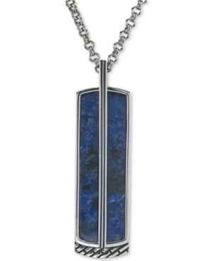 Esquire Men's Jewelry Sodalite Pendant Necklace In Sterling Silver, Created For Macy's