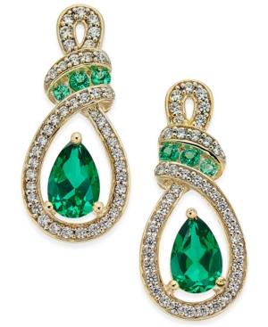 Emerald (5 Ct. T.w.) And Diamond (1/4 Ct. T.w.) Drop Earrings In 14k Gold