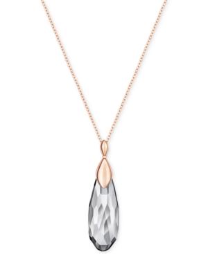 Swarovski Rose Gold-tone Elongated Teardrop Crystal Pendant Necklace