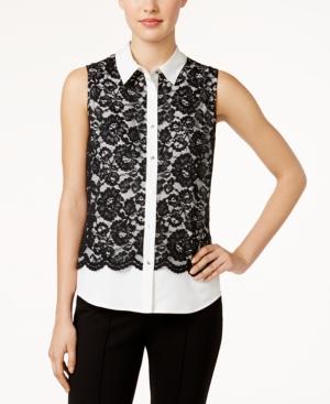 Calvin Klein Lace Colorblocked Blouse