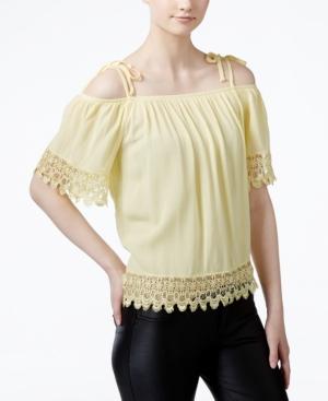 Bcx Juniors' Crocheted Off-shoulder Blouse