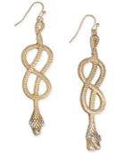 Thalia Sodi Gold-tone Crystal Accented Snake Drop Earrings, Created For Macy's