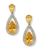 Sterling Silver Earrings, Citrine (5-1/10 Ct. T.w.) And Diamond (1/5 Ct. T.w.) Pear Drop Earrings