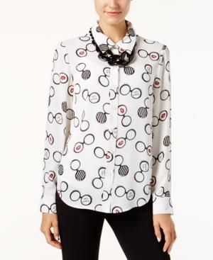 Inc International Concepts Glasses-print Blouse, Only At Macy's