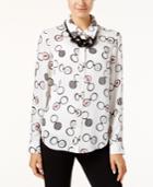 Inc International Concepts Glasses-print Blouse, Only At Macy's