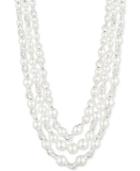 Anne Klein Silver-tone Imitation Pearl And Pave Link Layer Necklace