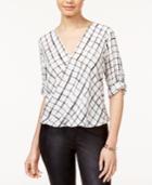 Bcx Juniors' Floral-print Faux-wrap Shirt