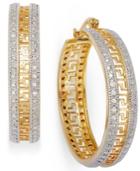 Victoria Townsend 18k Gold Over Sterling Silver And Sterling Silver Earrings, Diamond Accent Greek Key Hoop Earrings