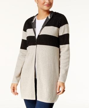 Style & Co Cotton Hooded Colorblocked Cardigan, Created For Macy's