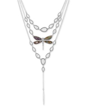 Lucky Brand Silver-tone Abalone-look Dragonfly Layered Necklace