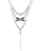 Lucky Brand Silver-tone Abalone-look Dragonfly Layered Necklace
