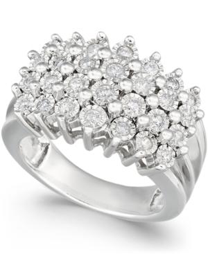 Diamond Multi-row Ring (1/2 Ct. T.w.) In Sterling Silver Or 14k Gold Over Sterling Silver