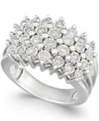 Diamond Multi-row Ring (1/2 Ct. T.w.) In Sterling Silver Or 14k Gold Over Sterling Silver